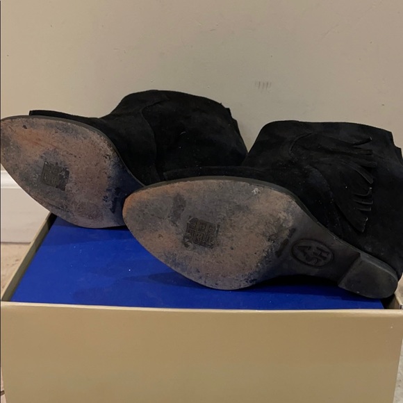 Black leather Ash leather suede 4 inch wedge boot - Picture 4 of 4